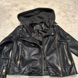 Blank NYC Womens Faux Leather Asymmetrical Zip Jacket Black Size XS.